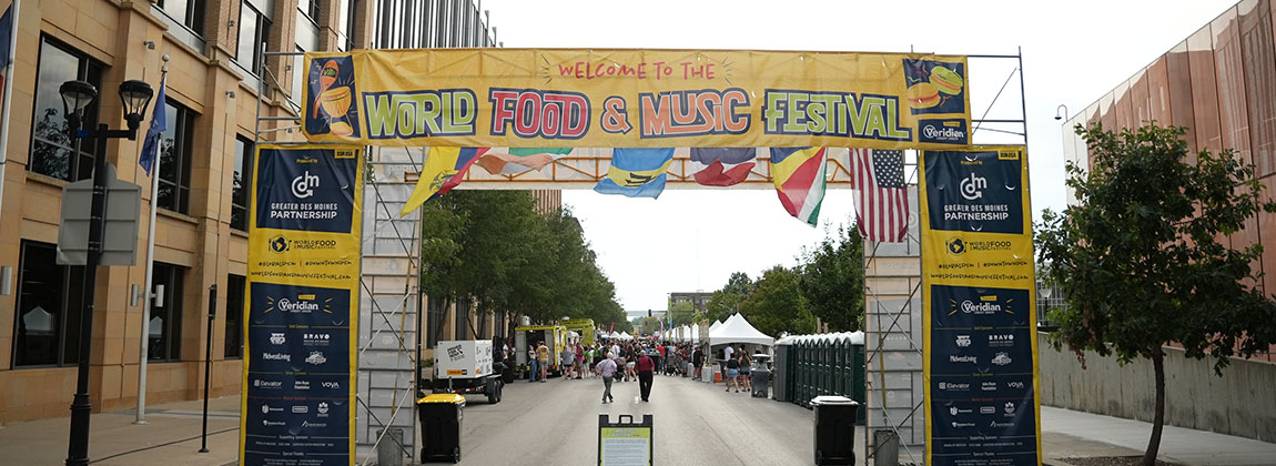 A banner that says Welcome to the World Food & Music Festival